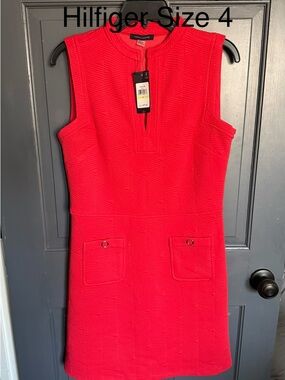 Tommy Hilfiger Bright Orange/Red Textured Sleeveless Mini Dress Size 4